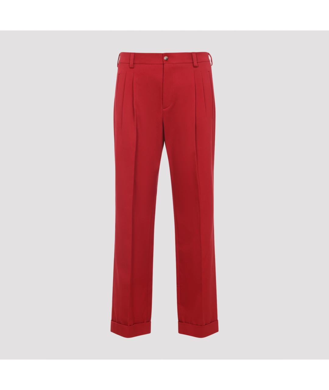VALENTINO Красные хлопковые повседневные брюки, фото 2