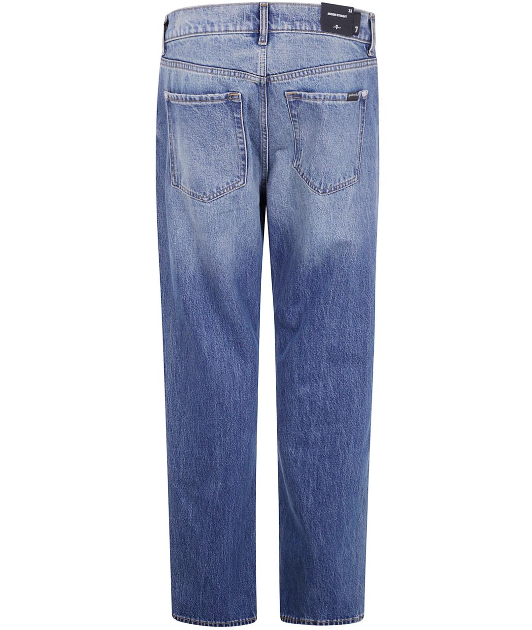 7 FOR ALL MANKIND Синие хлопковые прямые джинсы, фото 2