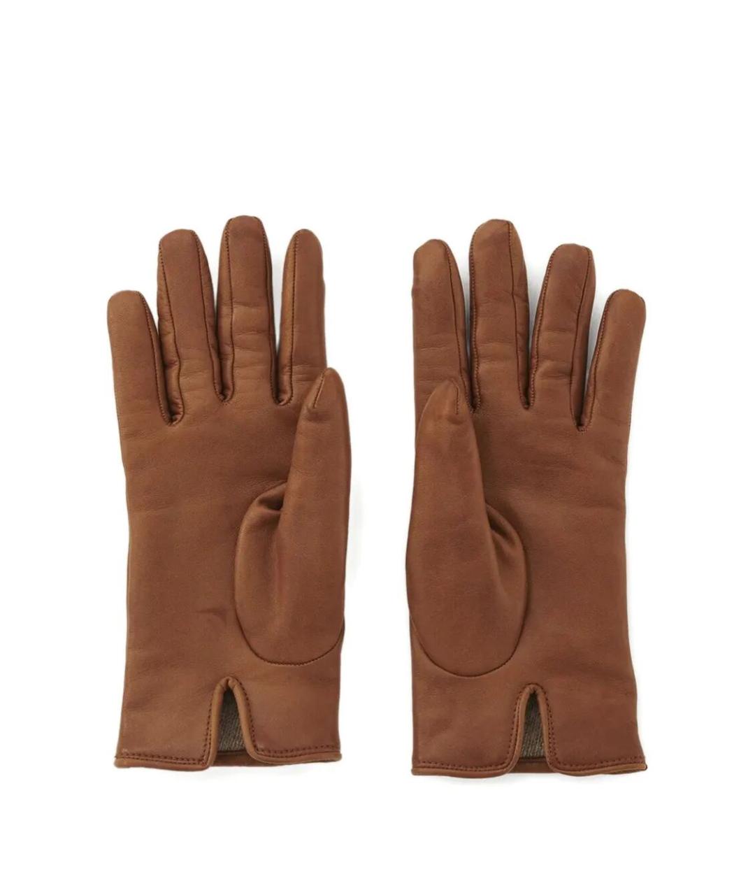CHLOE Коричневые кожаные перчатки, фото 3