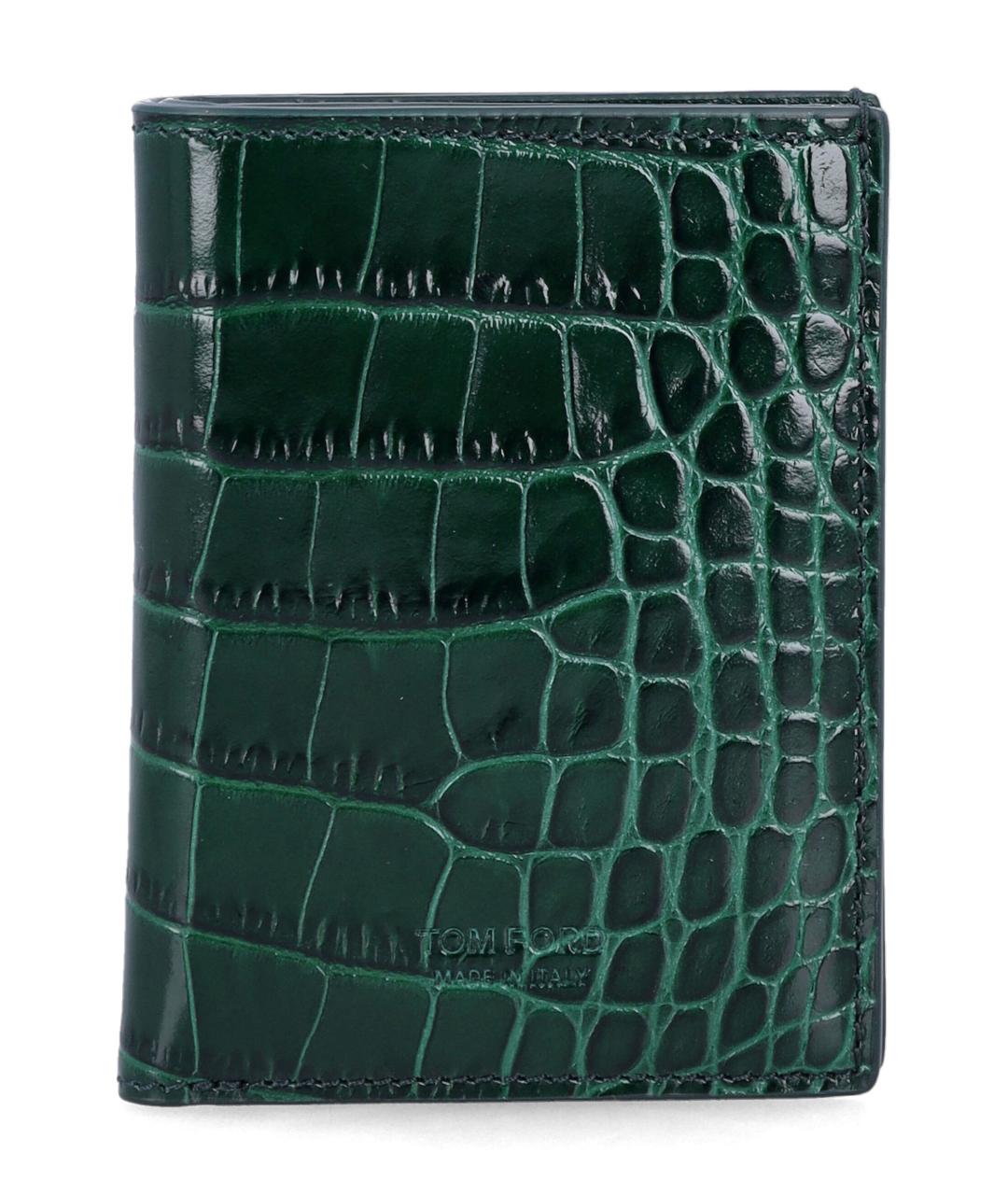 TOM FORD Зеленый кожаный кардхолдер, фото 1