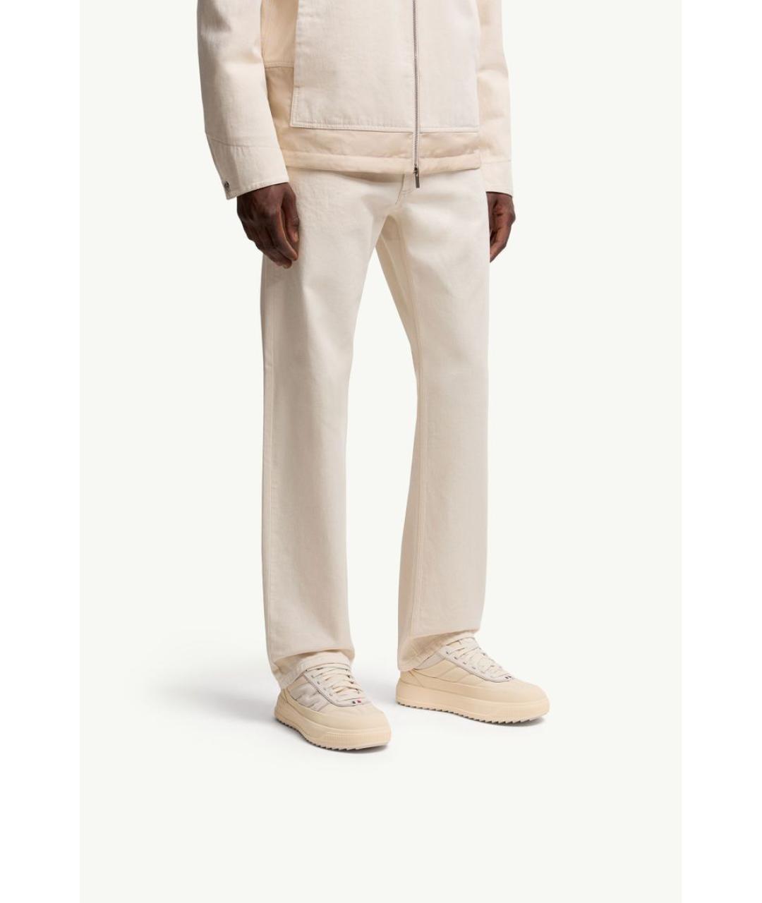 MONCLER Бежевые текстильные низкие кроссовки / кеды, фото 2