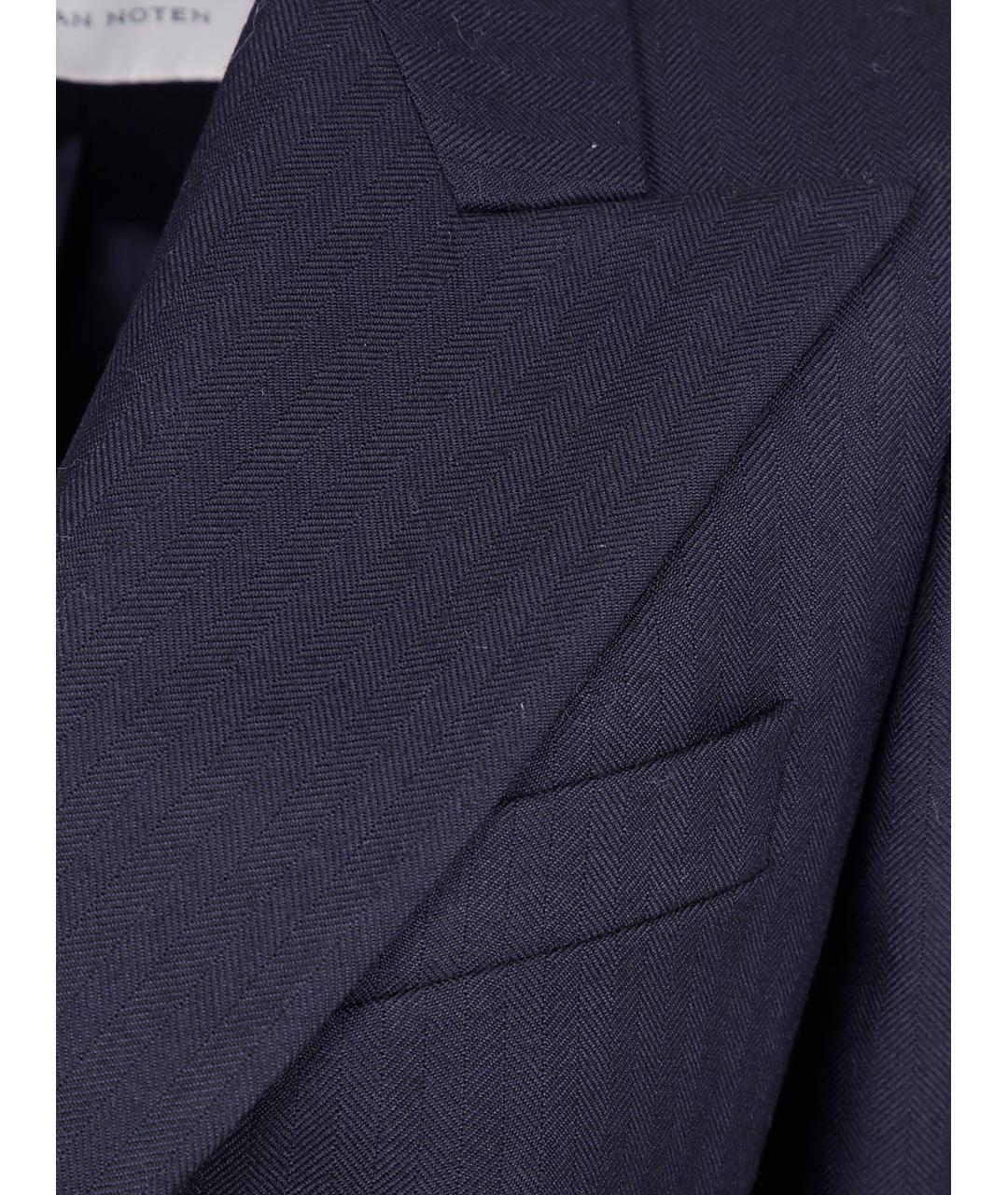 DRIES VAN NOTEN Темно-синий шерстяной жакет/пиджак, фото 3