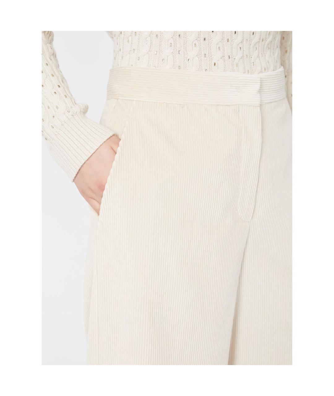 MAX MARA STUDIO Бежевые хлопковые прямые брюки, фото 3