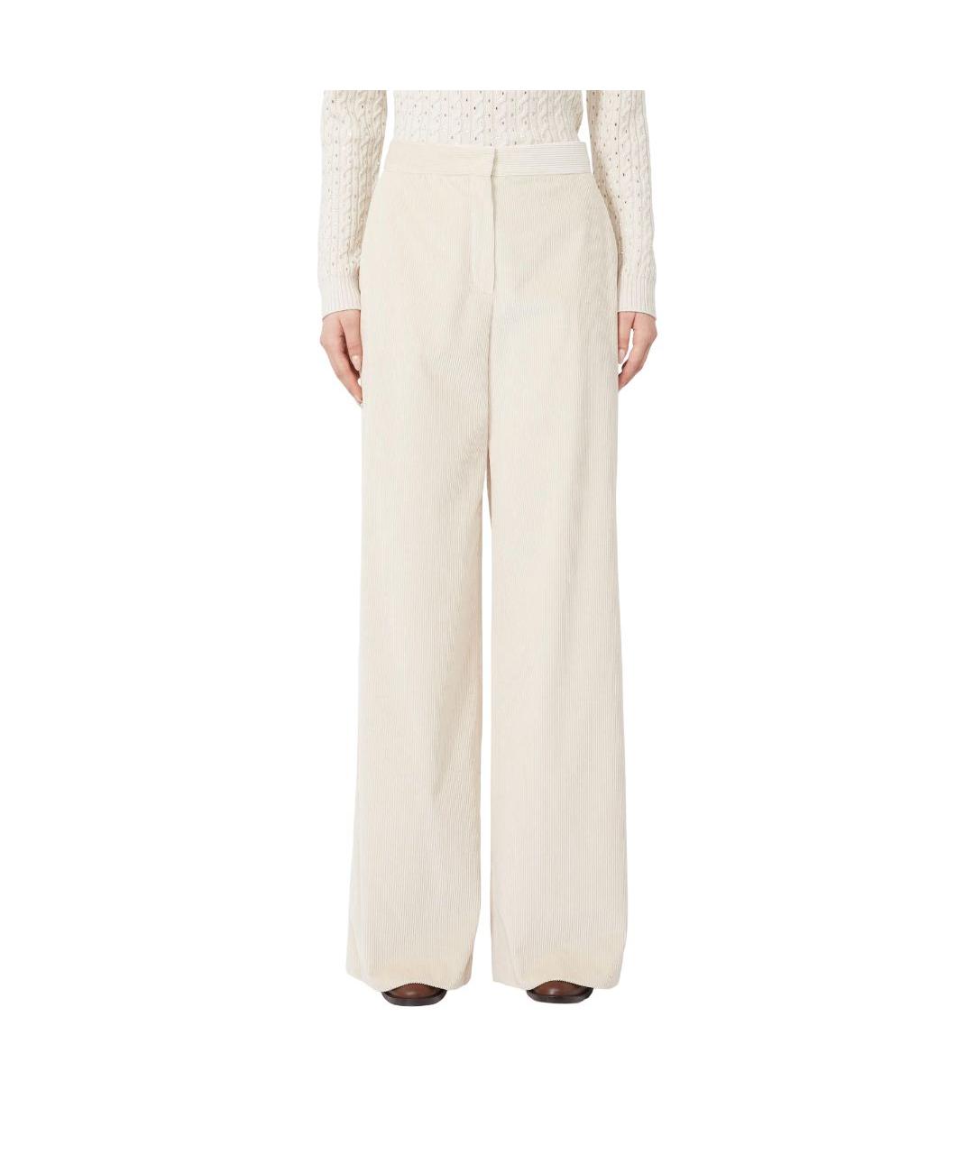 MAX MARA STUDIO Бежевые хлопковые прямые брюки, фото 4