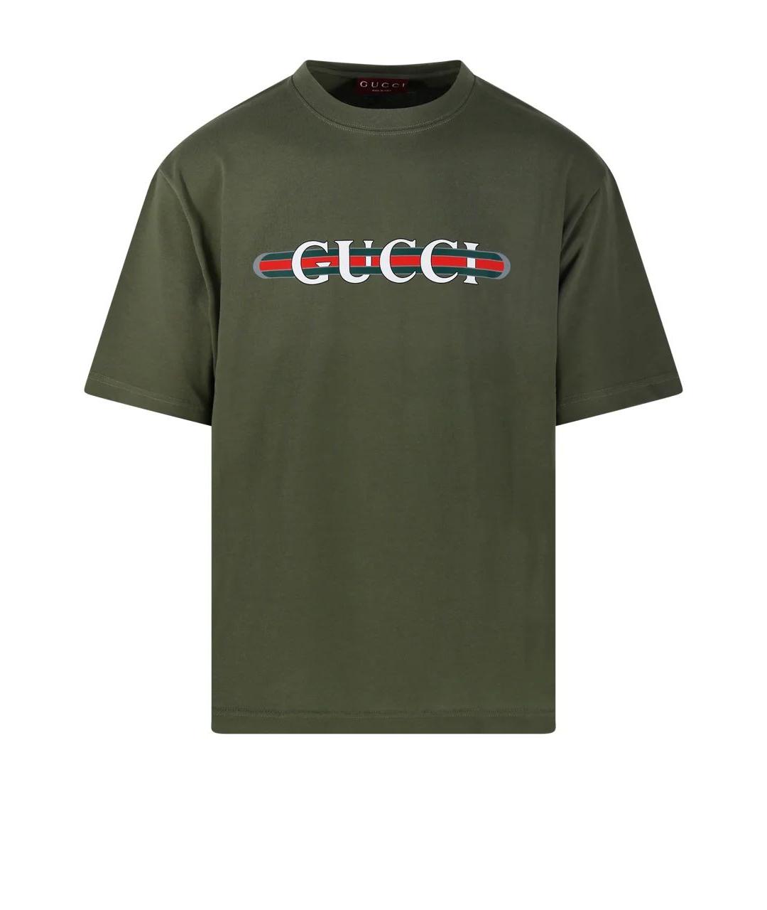GUCCI Зеленая хлопковая футболка, фото 1