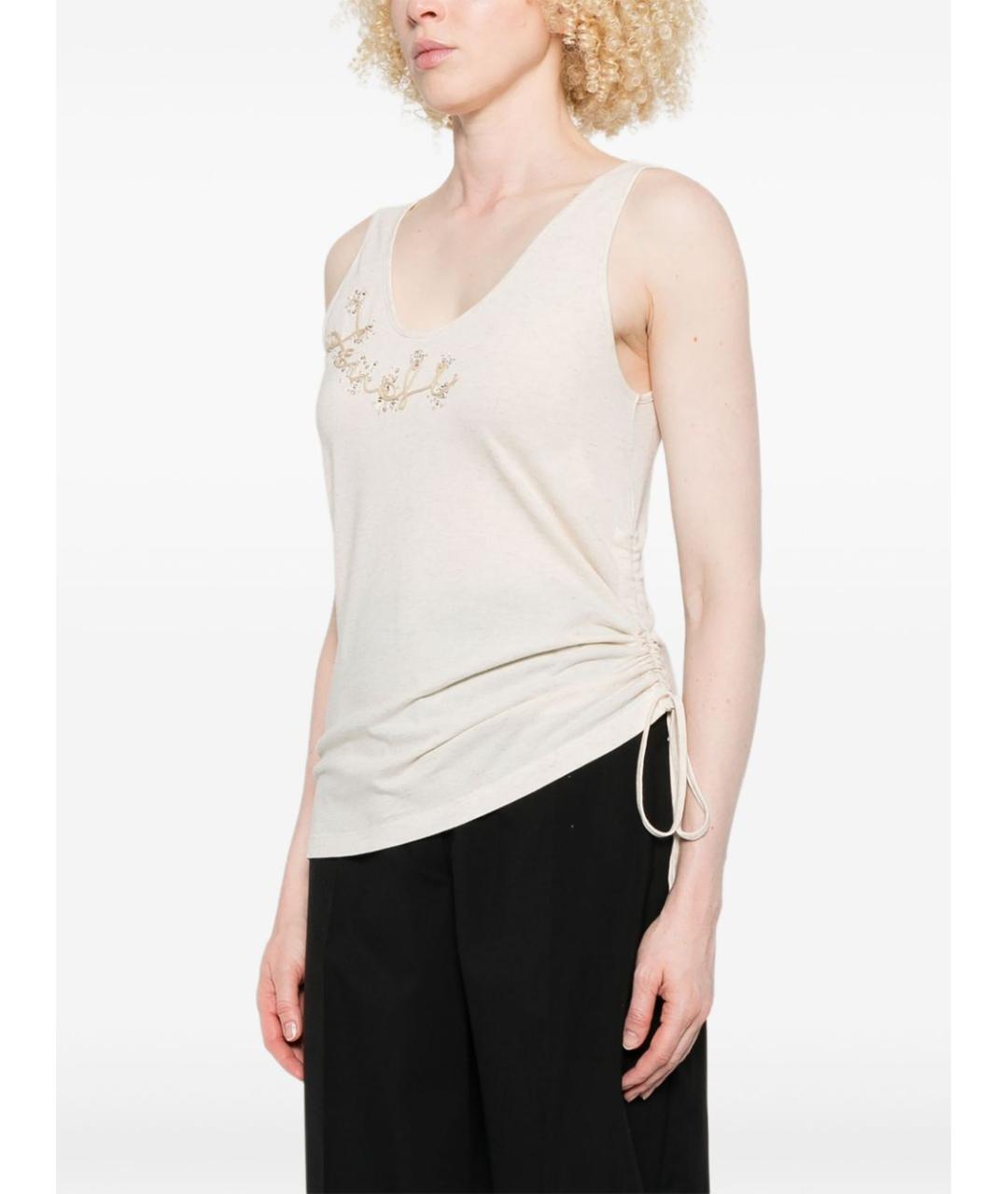 FENDI Бежевая льняная майка, фото 5