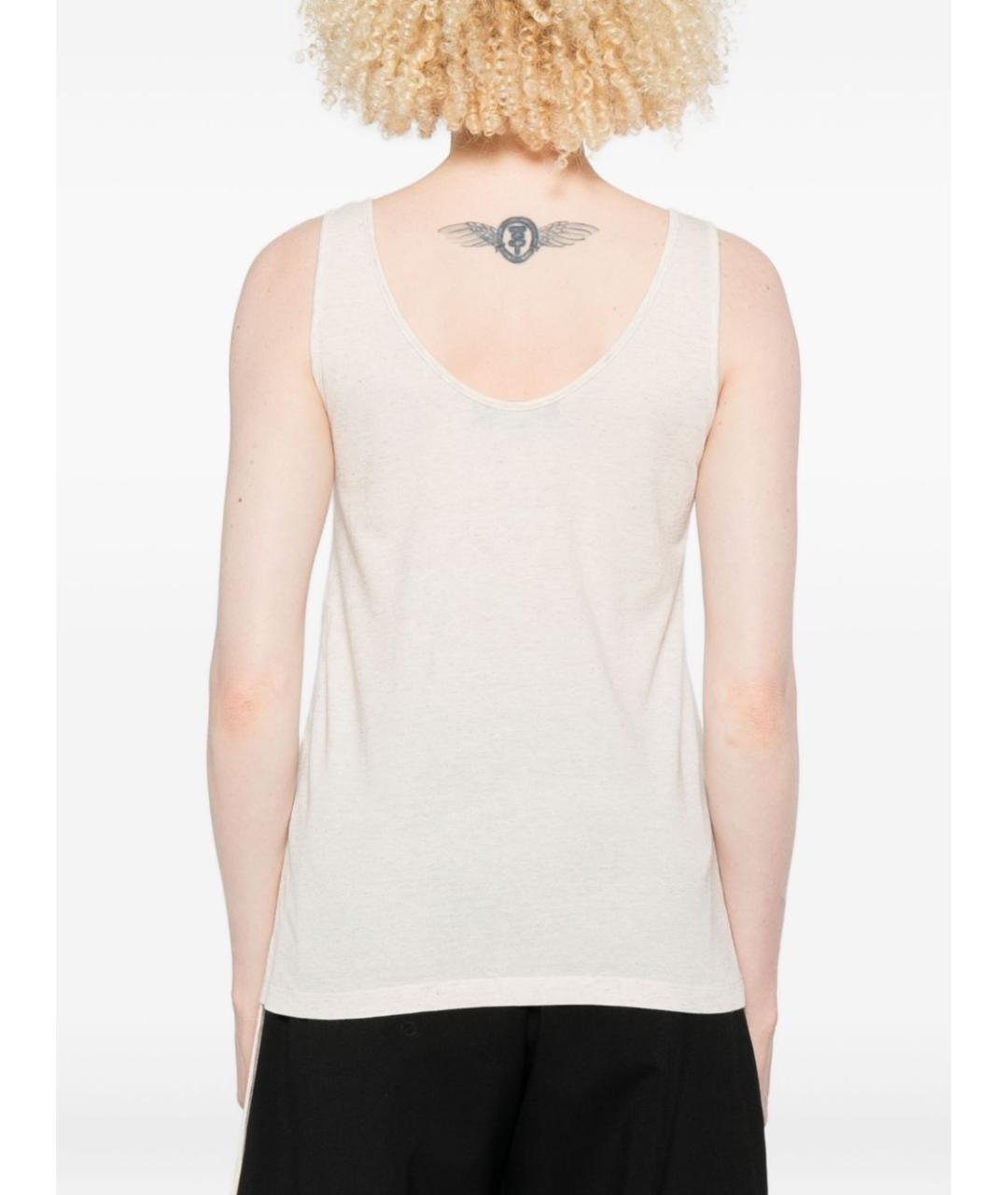 FENDI Бежевая льняная майка, фото 4