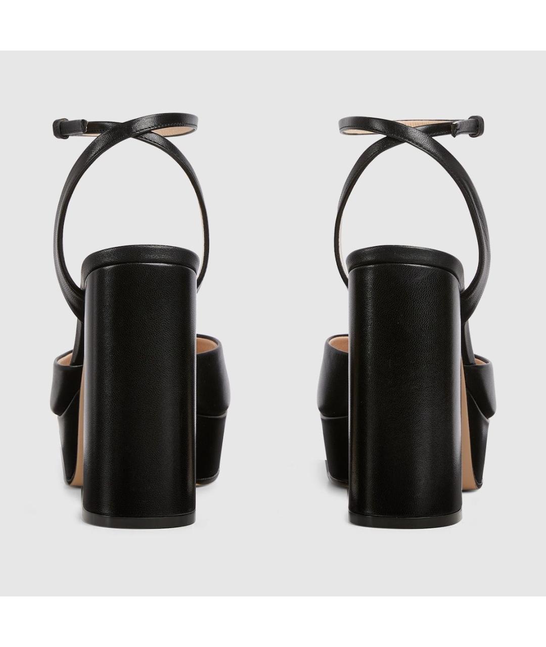 GUCCI Черные кожаные босоножки, фото 2