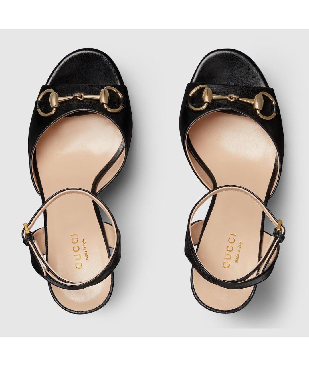 GUCCI Черные кожаные босоножки, фото 3