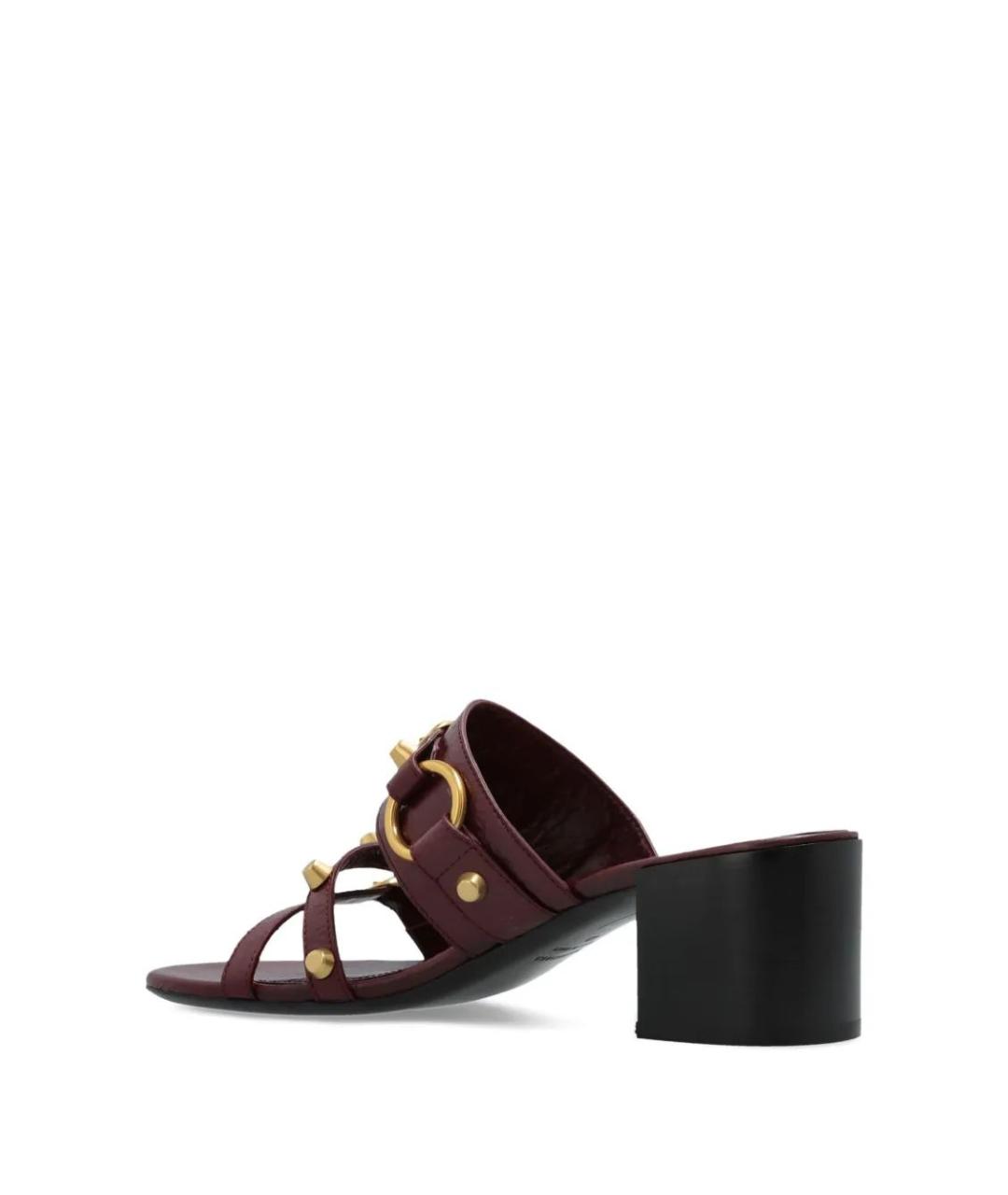 BALENCIAGA Бордовые кожаные мюли, фото 3