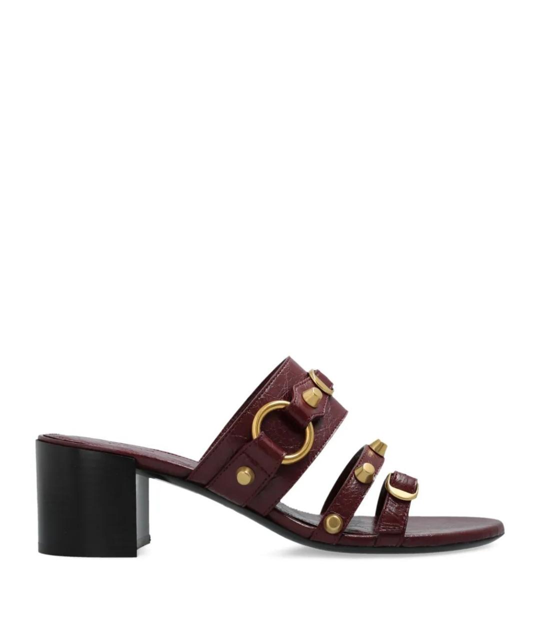 BALENCIAGA Бордовые кожаные мюли, фото 1