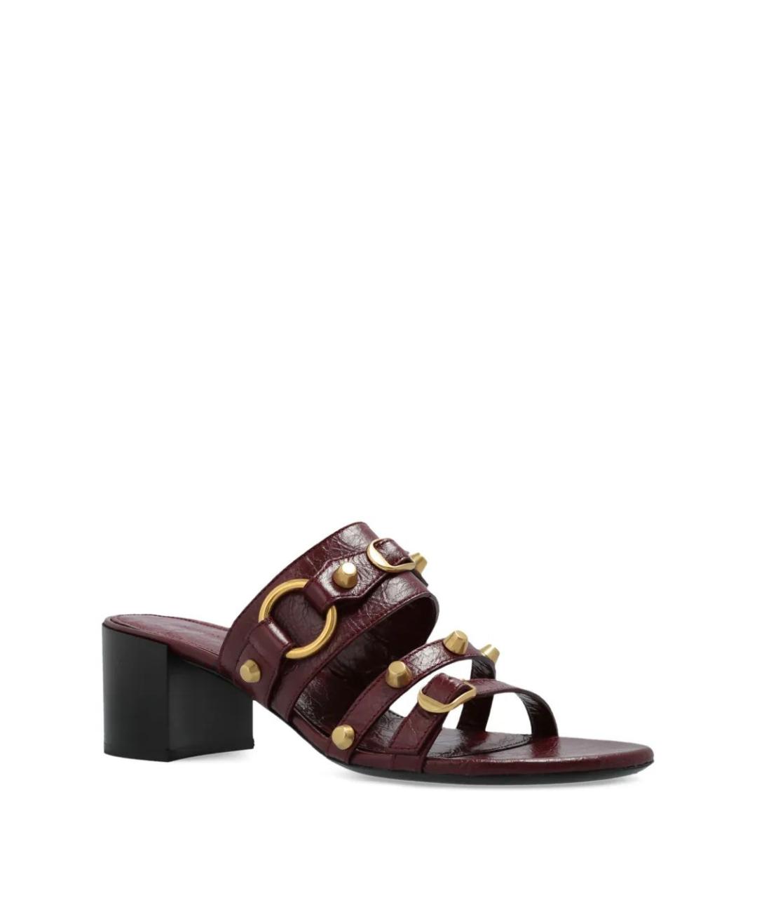 BALENCIAGA Бордовые кожаные мюли, фото 2
