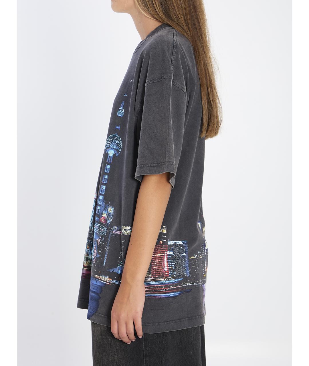 ALEXANDER WANG Серая хлопковая футболка, фото 4