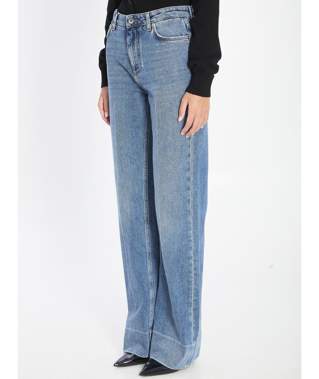 DOLCE&GABBANA Синие хлопковые прямые брюки, фото 2