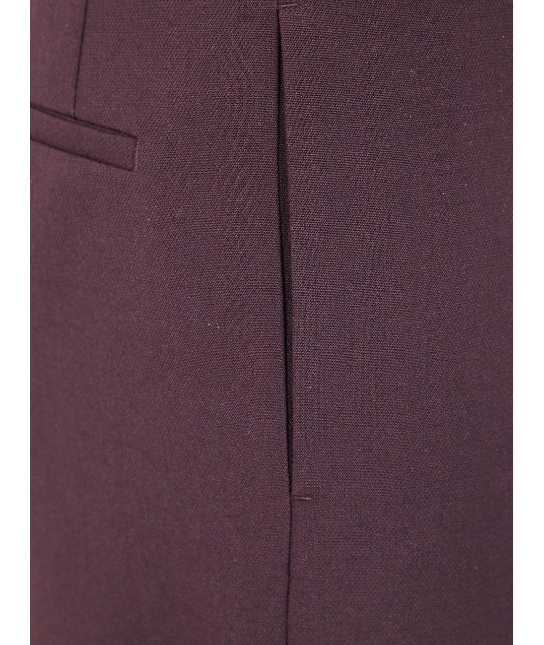 JIL SANDER Бордовые шерстяные повседневные брюки, фото 3