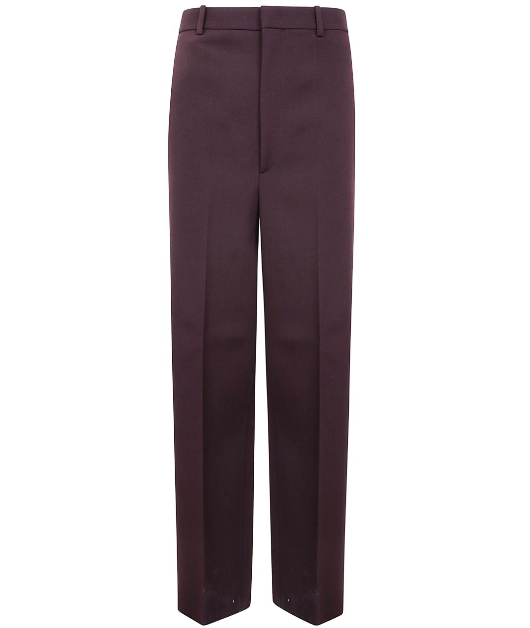 JIL SANDER Бордовые шерстяные повседневные брюки, фото 1