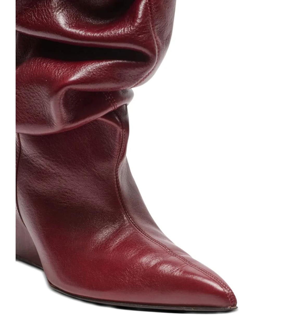 BALMAIN Бордовые кожаные ботильоны, фото 3