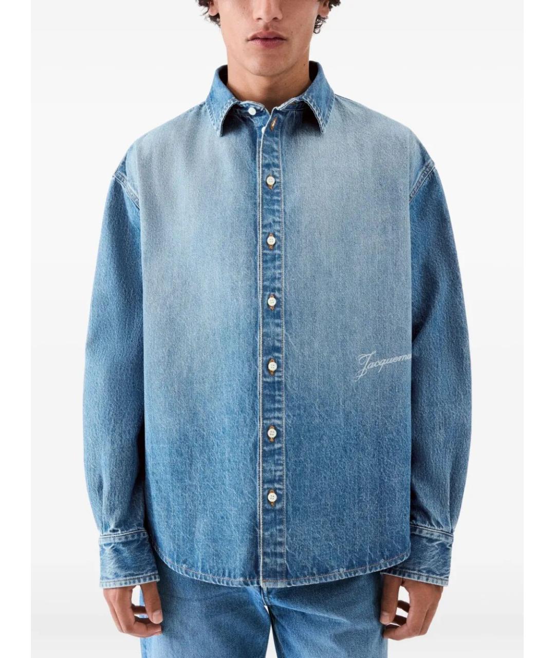 JACQUEMUS Синяя хлопковая кэжуал рубашка, фото 4