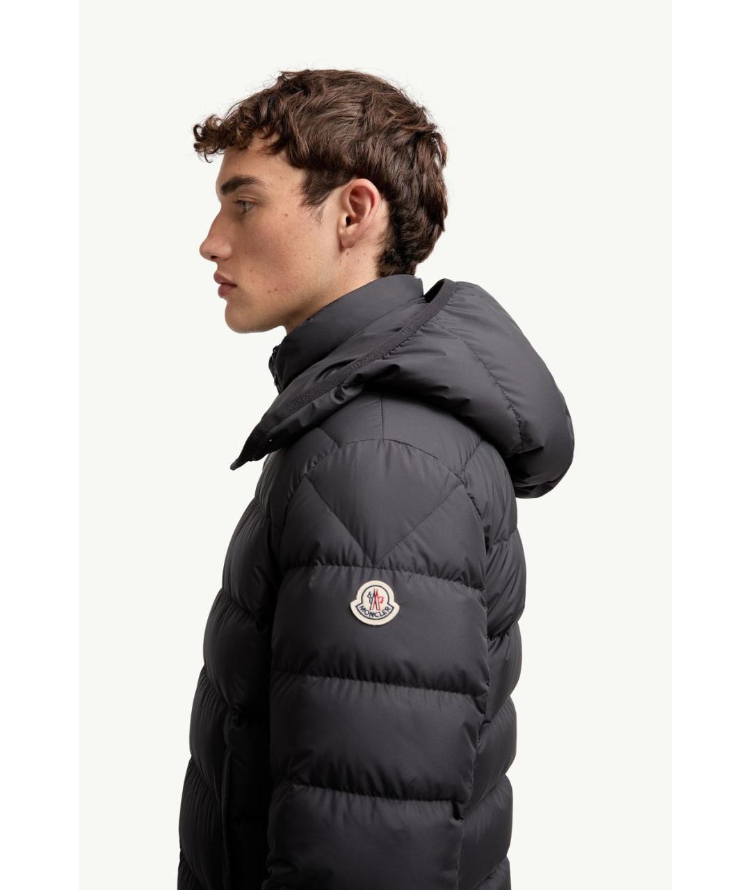 MONCLER Черный полиэстеровый пуховик, фото 4