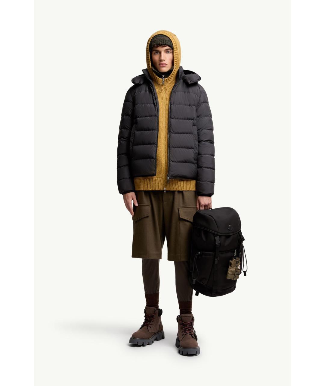 MONCLER Черный полиэстеровый пуховик, фото 2