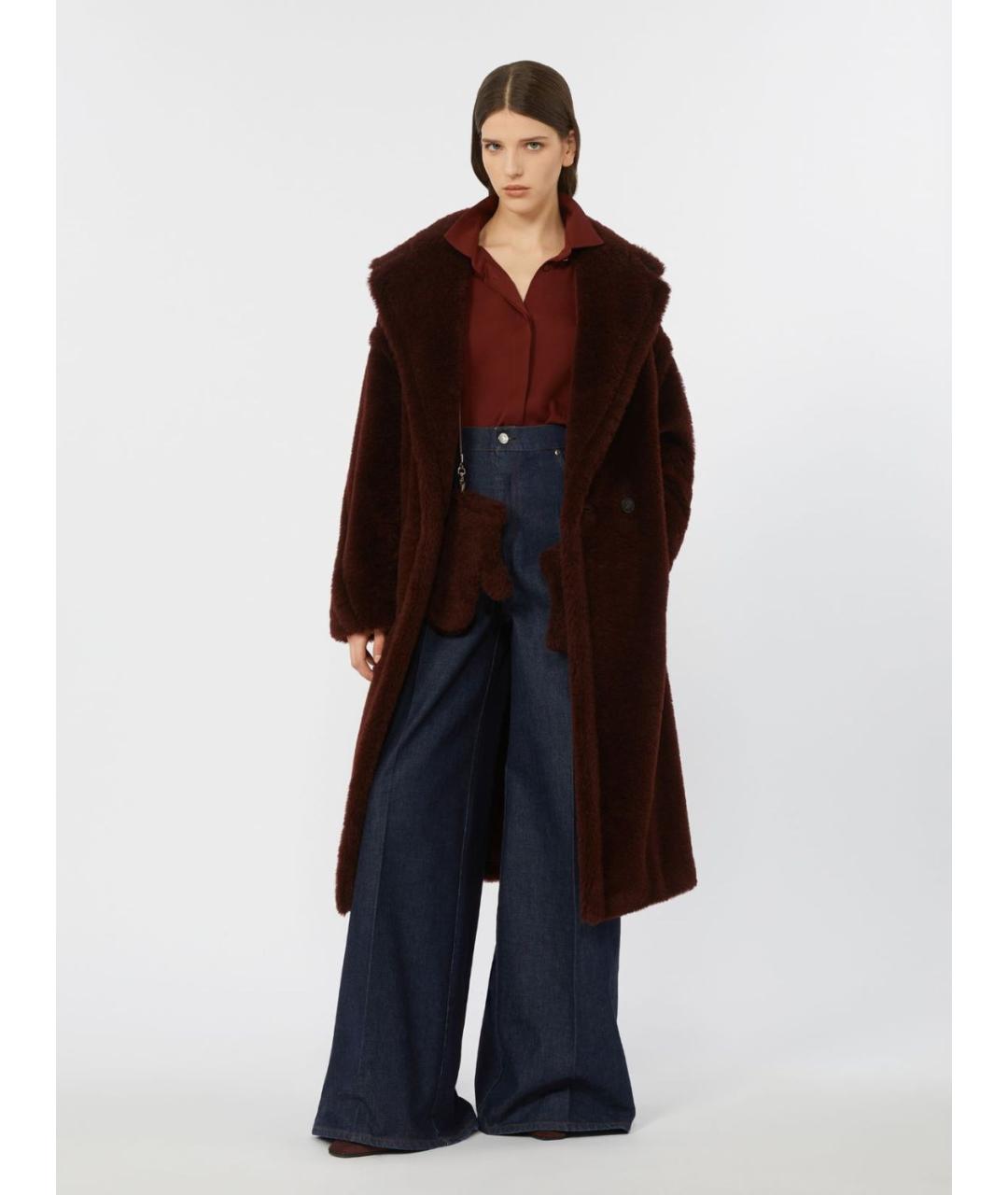 MAX MARA Бордовое шерстяное пальто, фото 4
