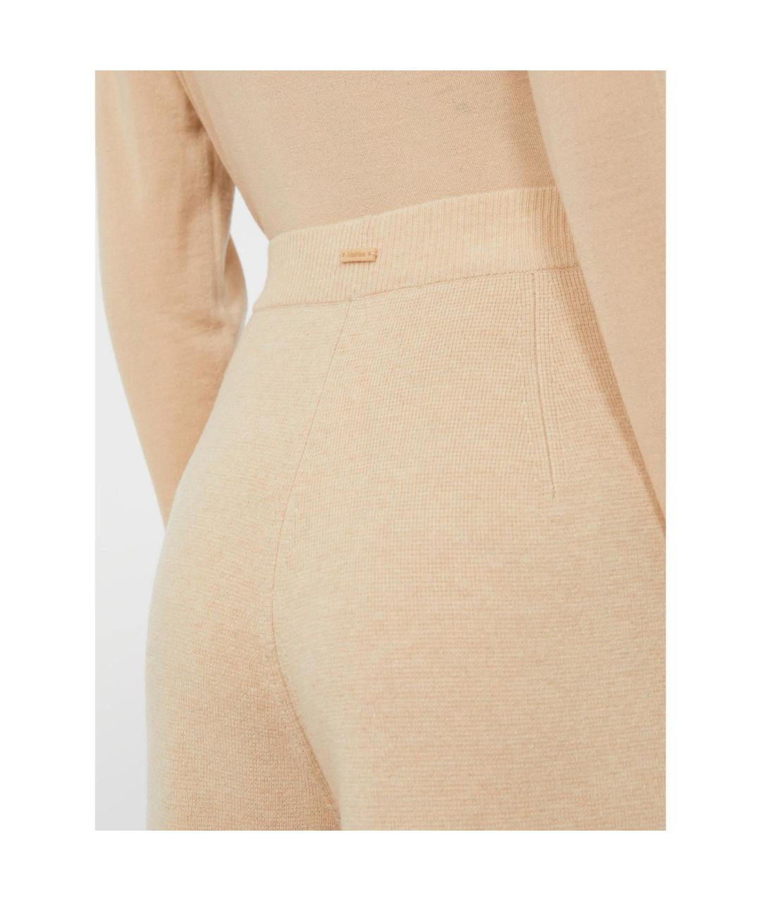 MAX MARA Бежевые шерстяные прямые брюки, фото 3