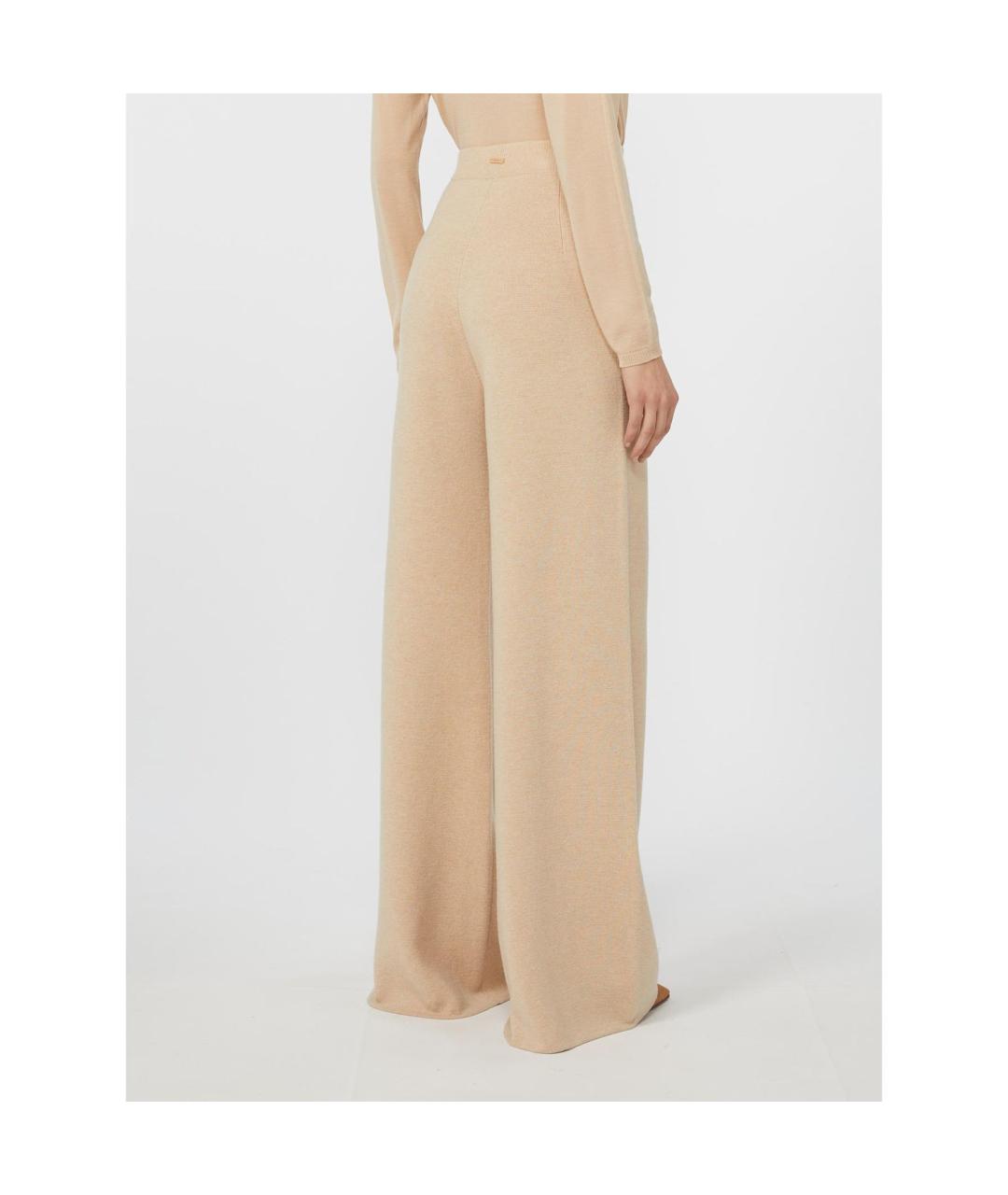 MAX MARA Бежевые шерстяные прямые брюки, фото 2