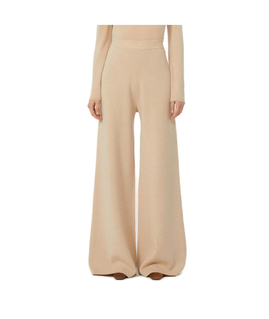 MAX MARA Бежевые шерстяные прямые брюки, фото 5