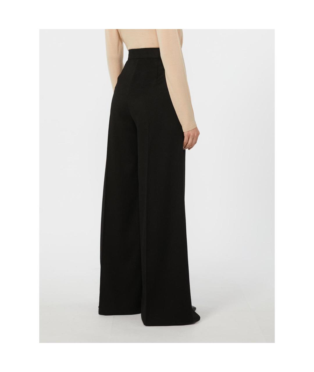 MAX MARA Черные шерстяные прямые брюки, фото 2