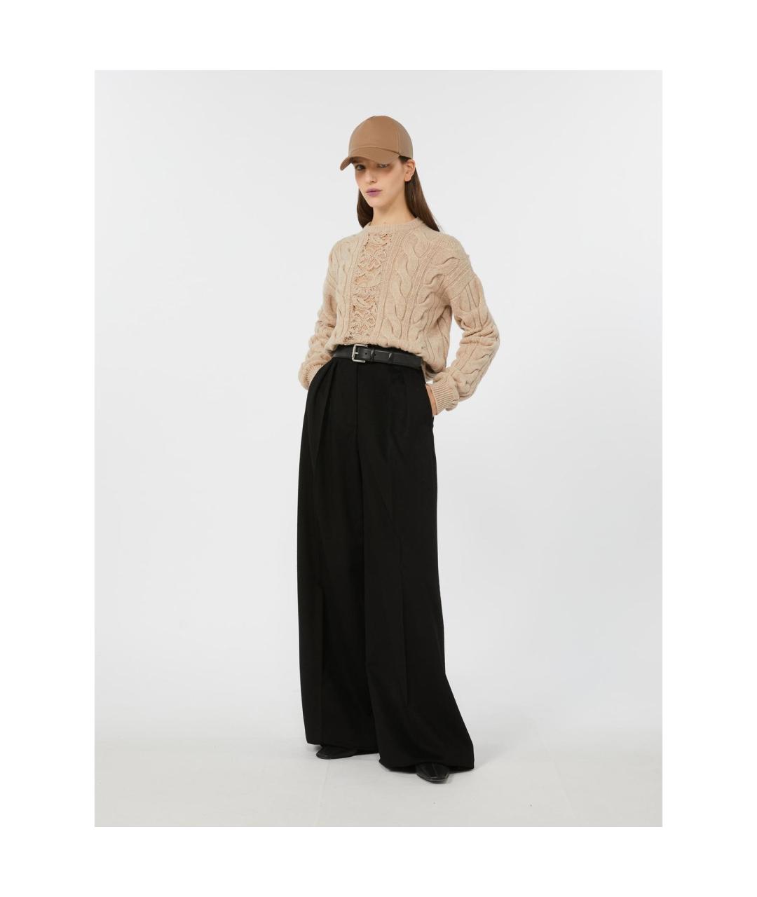 MAX MARA Черные шерстяные прямые брюки, фото 3