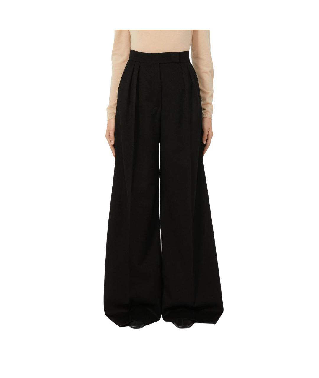 MAX MARA Черные шерстяные прямые брюки, фото 4