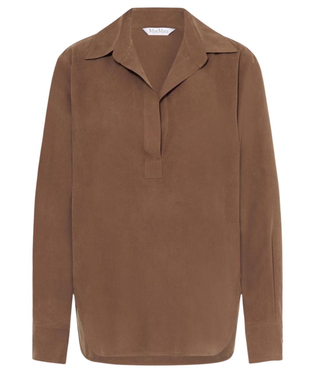 MAX MARA Коричневая шелковая рубашка, фото 1
