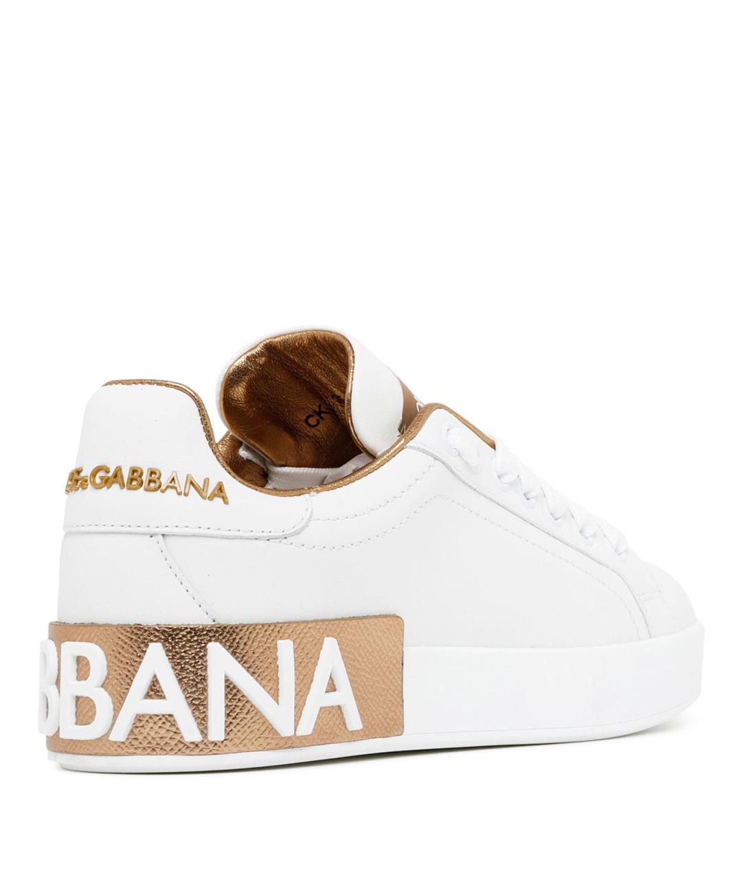 DOLCE&GABBANA Белые кожаные кеды, фото 3
