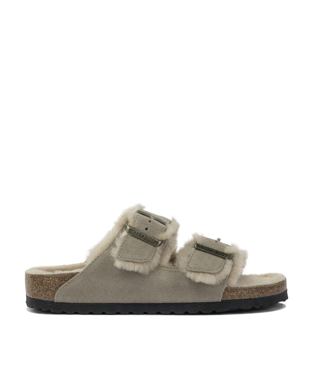 BIRKENSTOCK Серые кожаные сандалии, фото 1