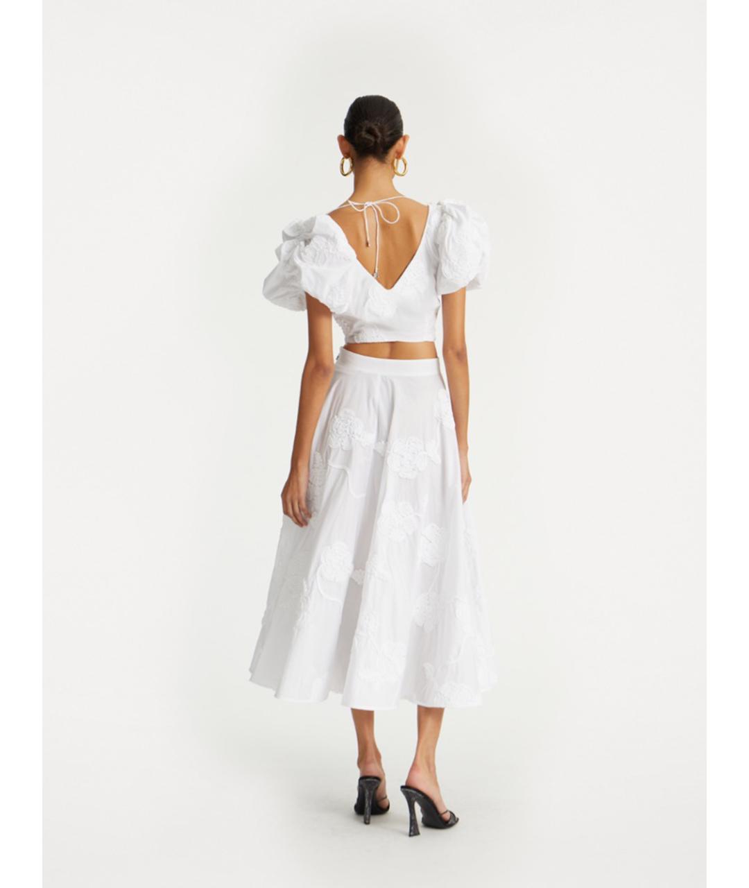 ROTATE Белая хлопковая юбка миди, фото 3