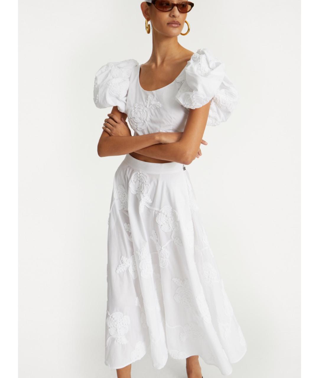 ROTATE Белая хлопковая юбка миди, фото 4