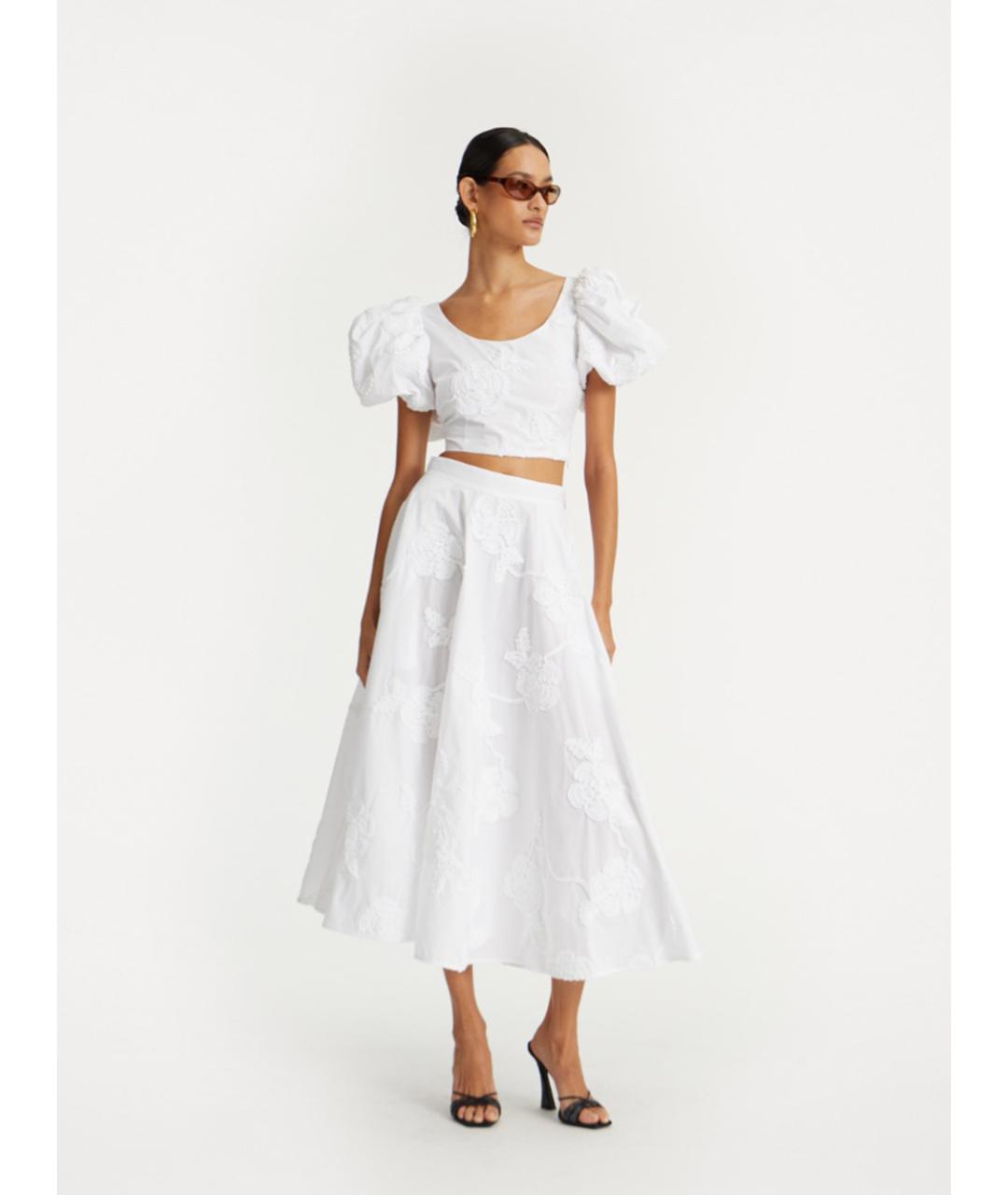 ROTATE Белая хлопковая юбка миди, фото 2