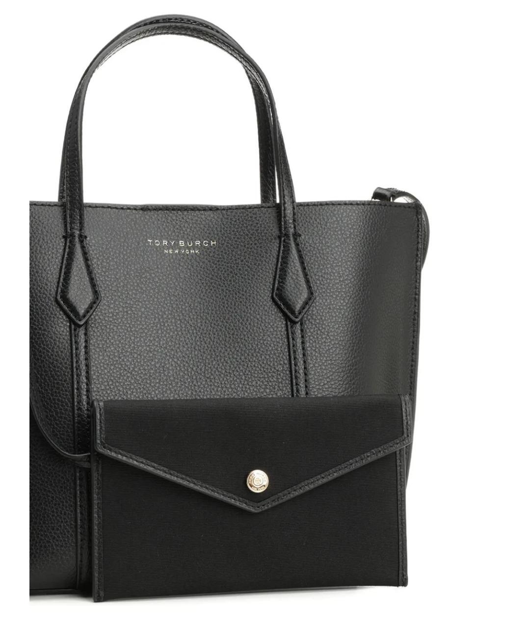 TORY BURCH Черная кожаная сумка тоут, фото 4