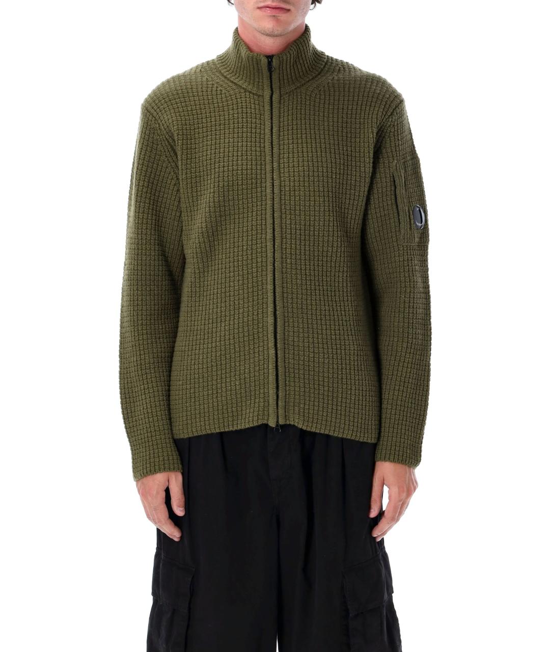 CP COMPANY Хаки шерстяной кардиган, фото 4