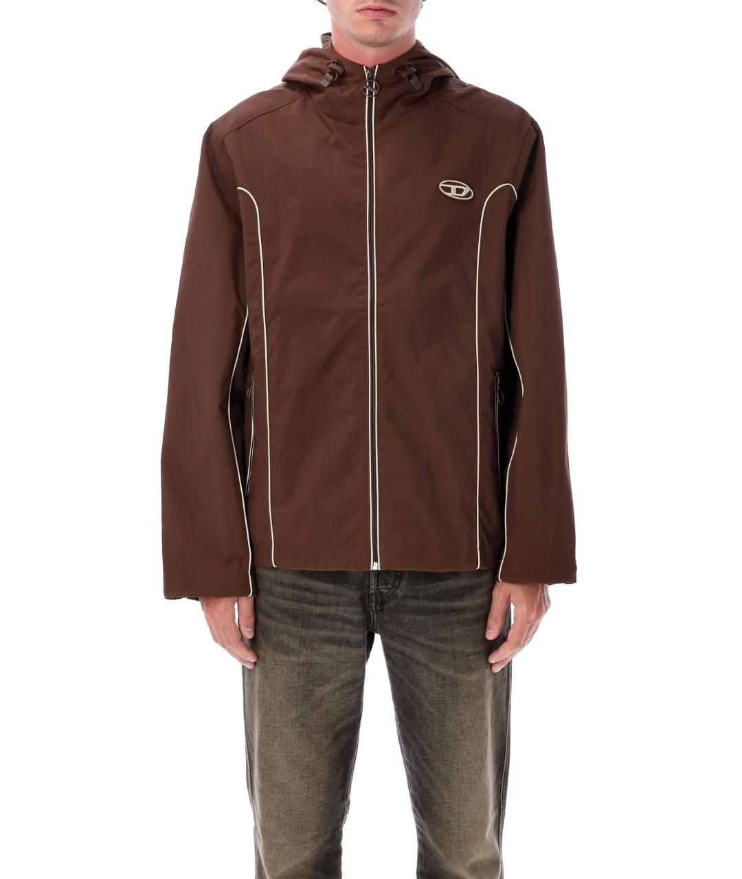 DIESEL Коричневая полиамидовая куртка, фото 2