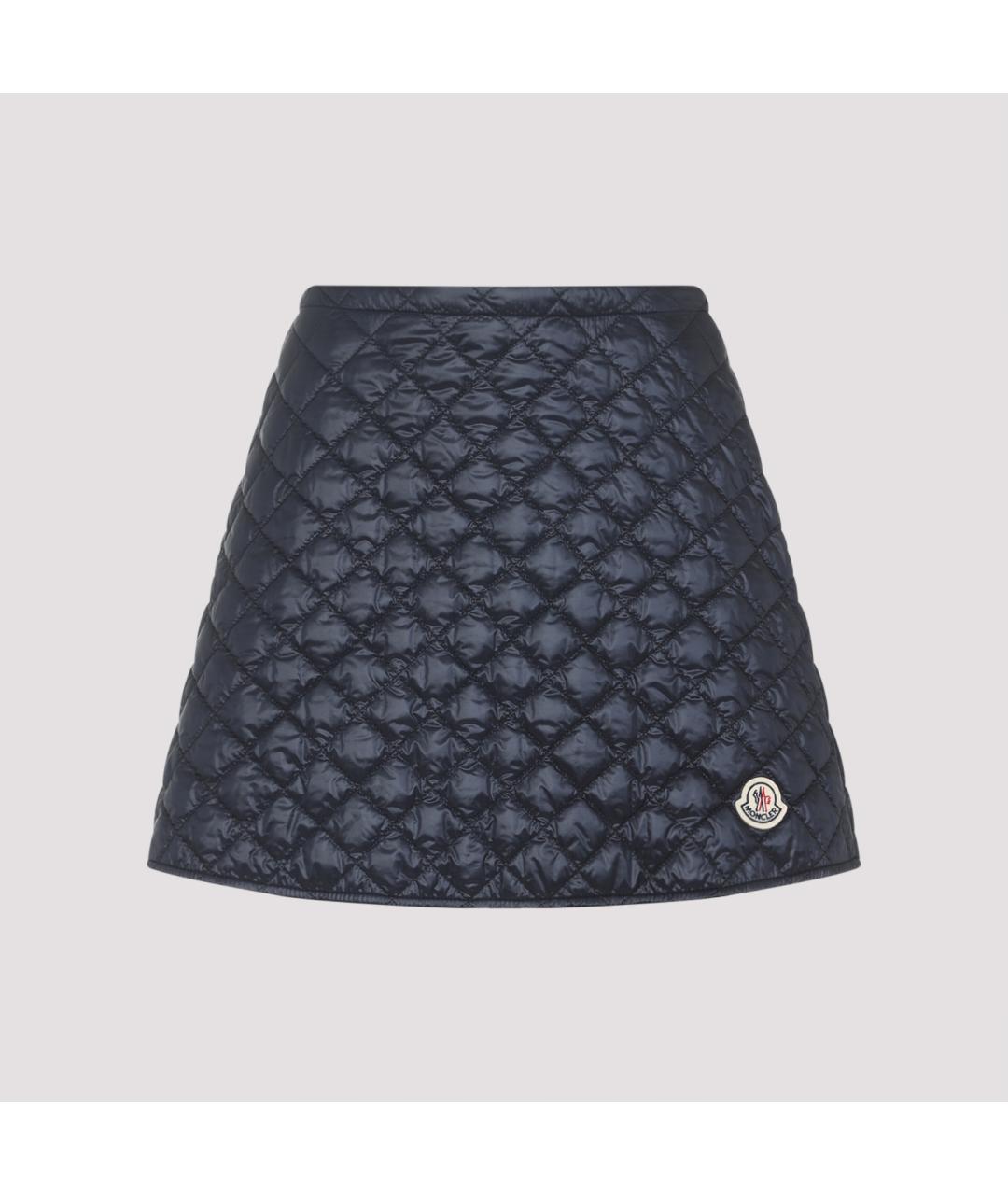 MONCLER Темно-синяя полиэстеровая юбка мини, фото 2