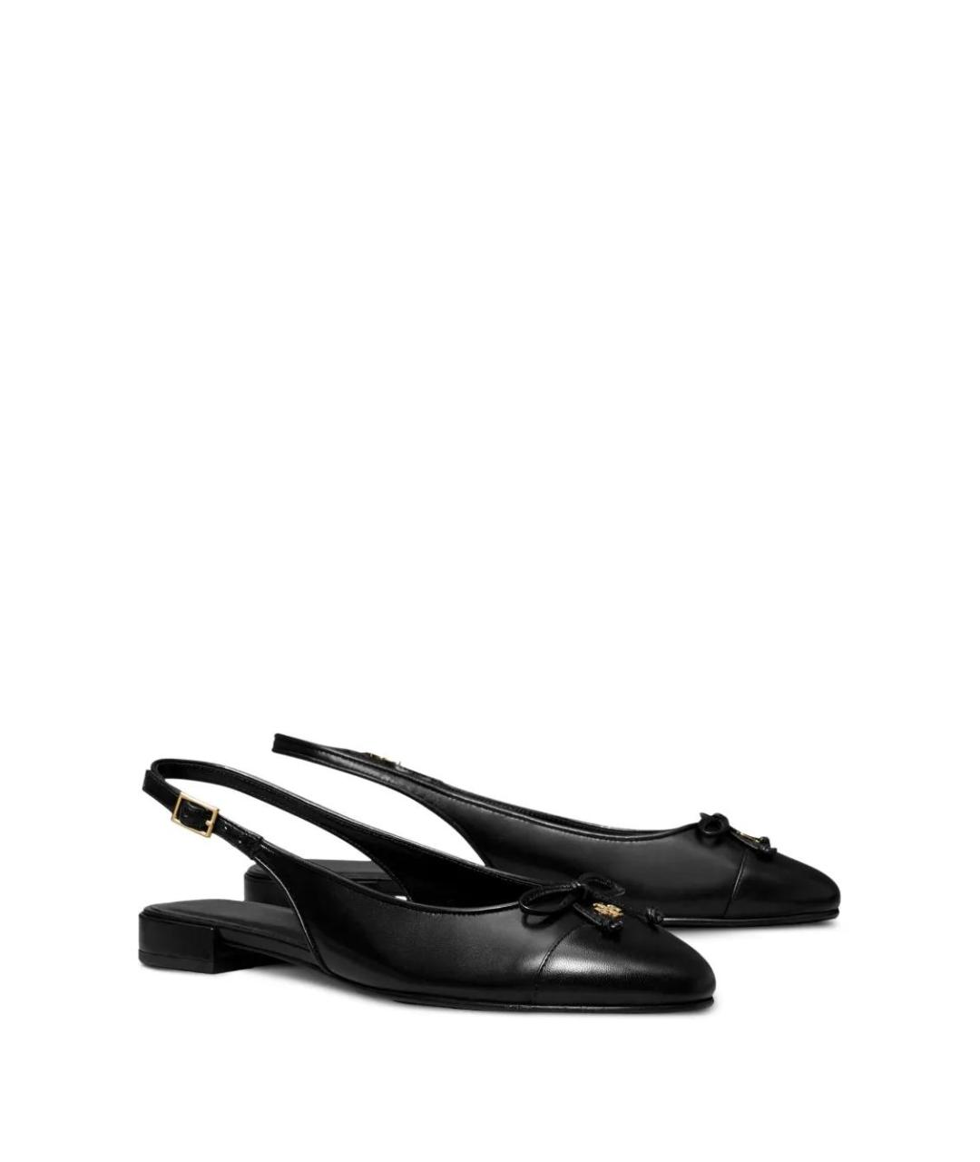 TORY BURCH Черные кожаные балетки, фото 2