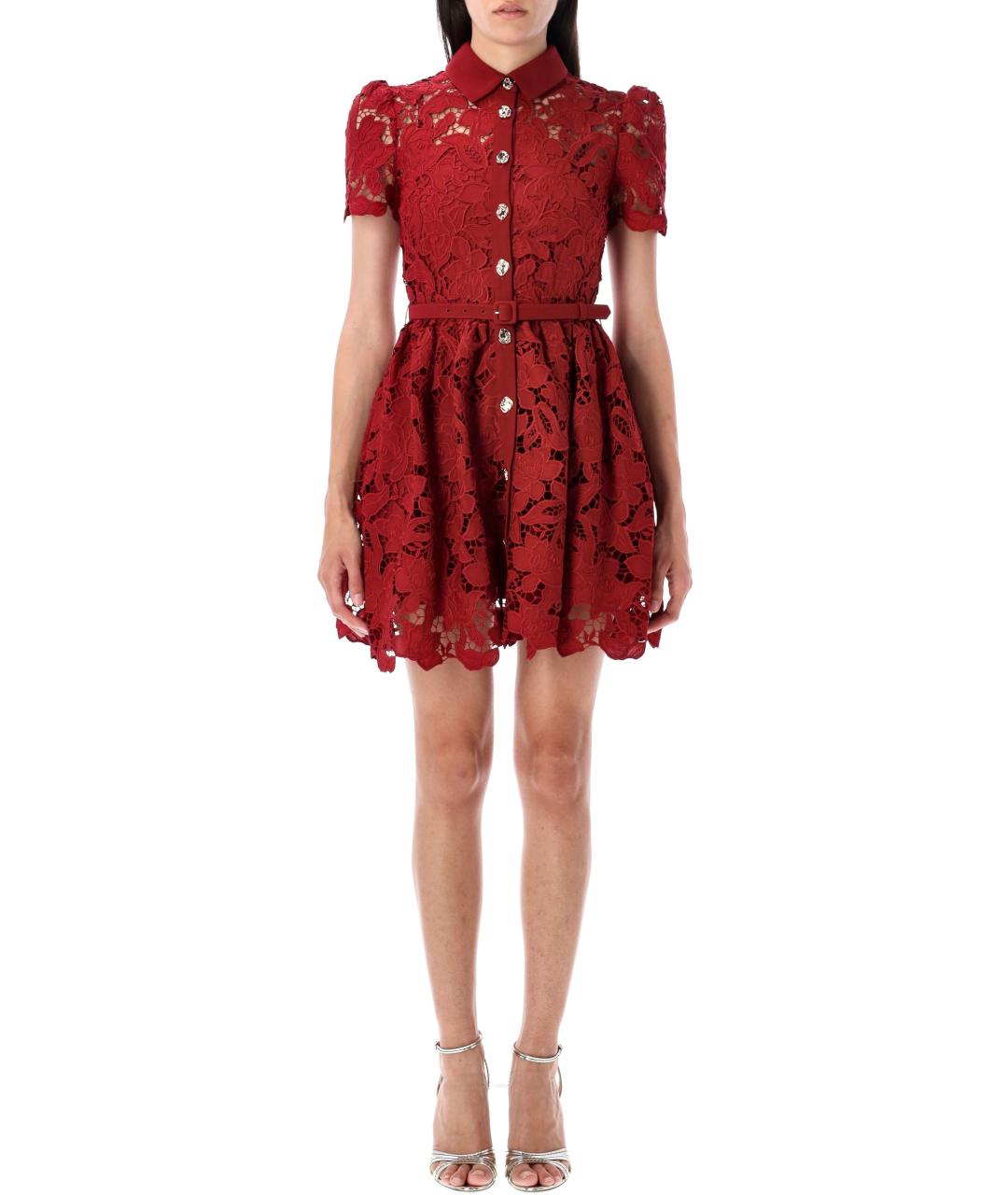 SELF-PORTRAIT Красное полиэстеровое повседневное платье, фото 2