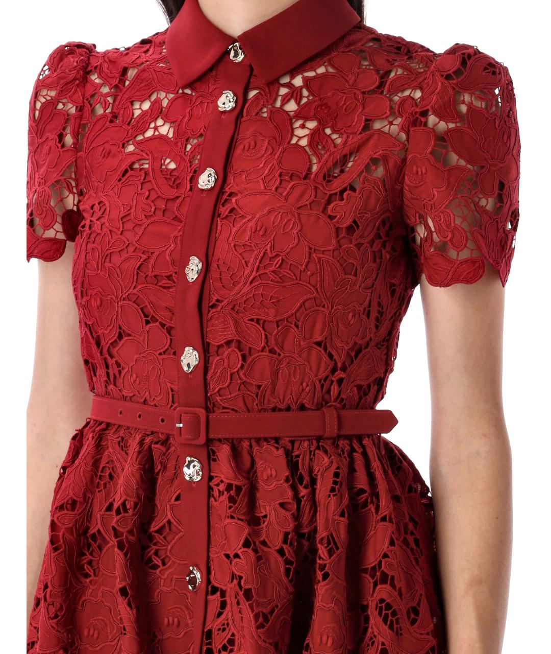 SELF-PORTRAIT Красное полиэстеровое повседневное платье, фото 4