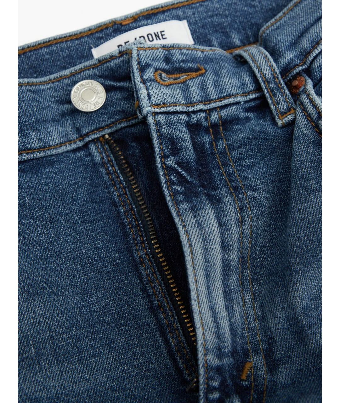 RE/DONE Синие хлопко-эластановые джинсы слим, фото 6