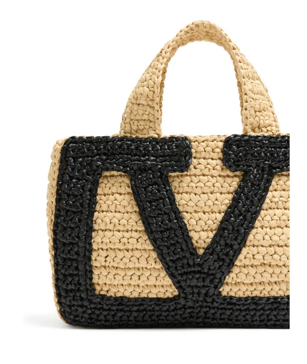 VALENTINO Бежевая пелетеная сумка с короткими ручками, фото 5