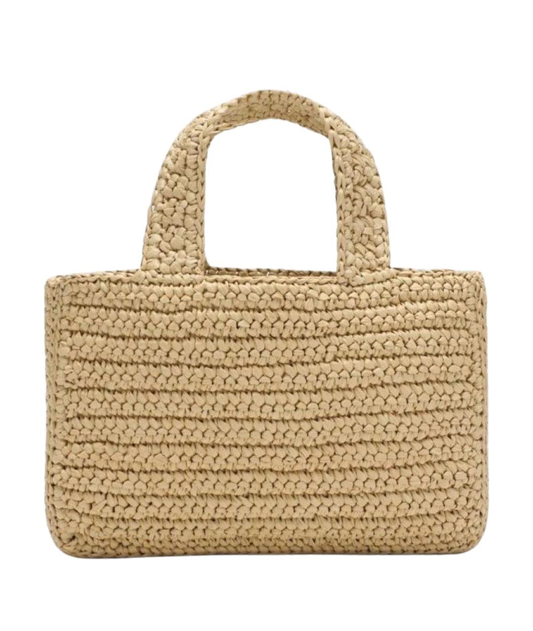 VALENTINO Бежевая пелетеная сумка с короткими ручками, фото 2
