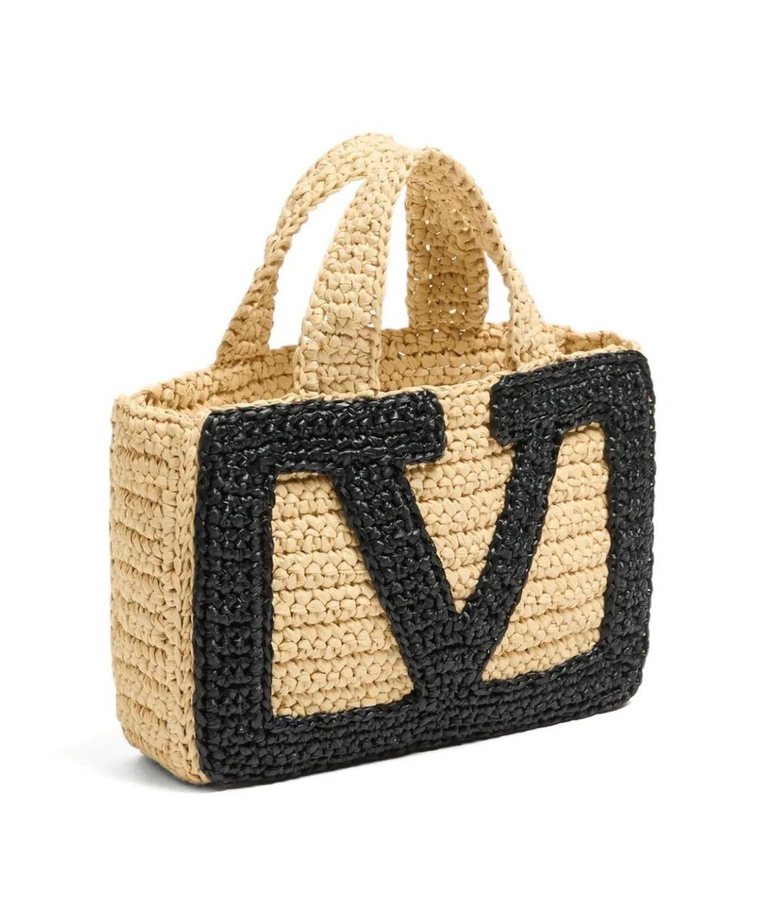 VALENTINO Бежевая пелетеная сумка с короткими ручками, фото 3