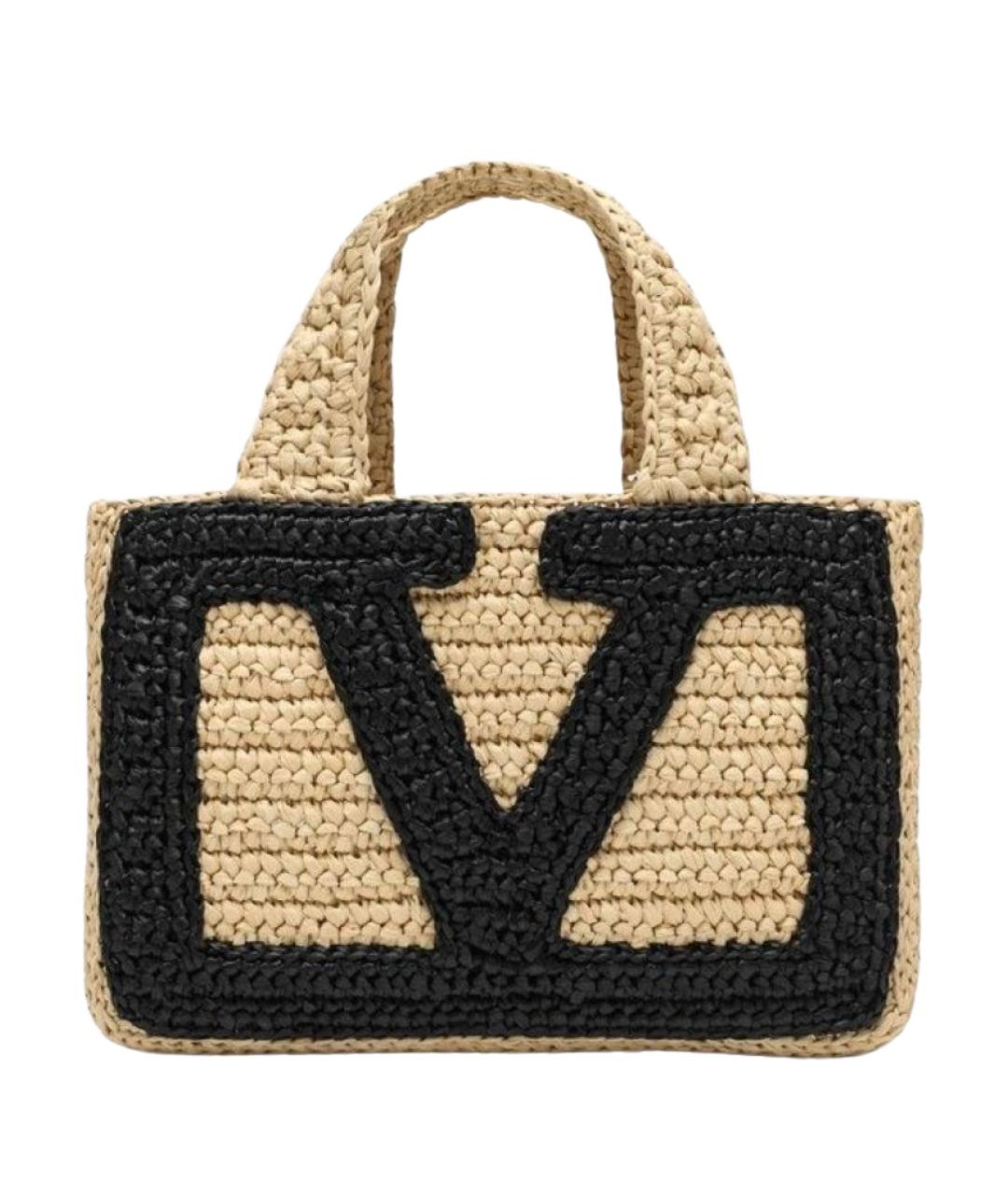 VALENTINO Бежевая пелетеная сумка с короткими ручками, фото 1