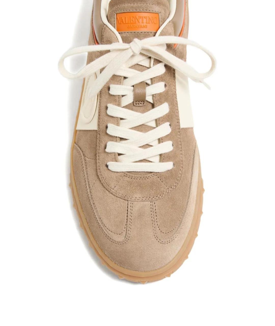 VALENTINO Бежевые замшевые низкие кроссовки / кеды, фото 5